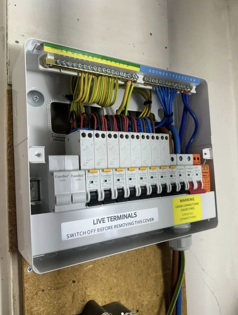 Replacement consumer unit in a cupboard